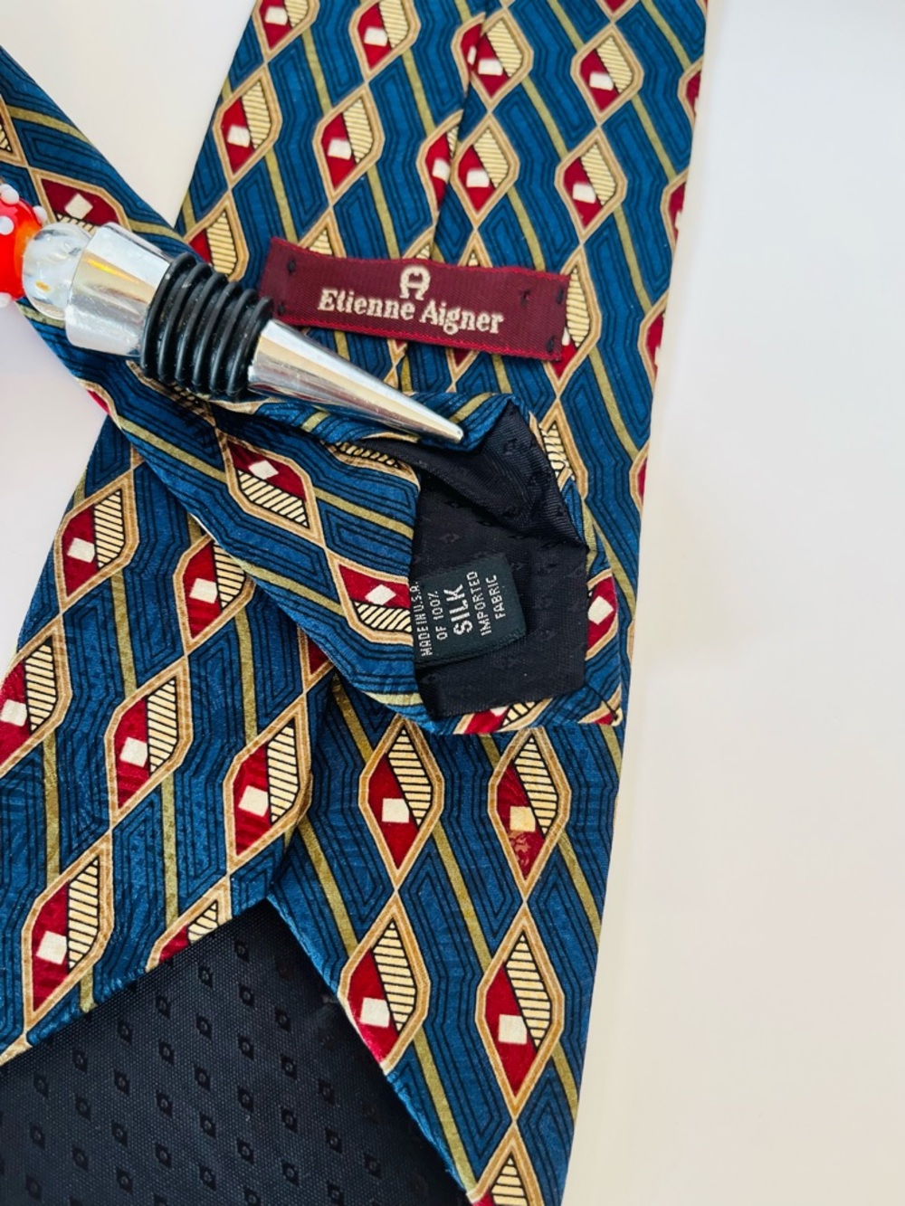 ETIENNE AIGNER Necktie 100% Silk  Abstract Intertwined Diamonds Print